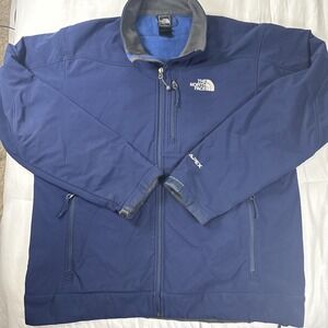 North Face Apex Bionic Jacket Mens Large Navy Blue Soft Shell Windbreaker Fleece